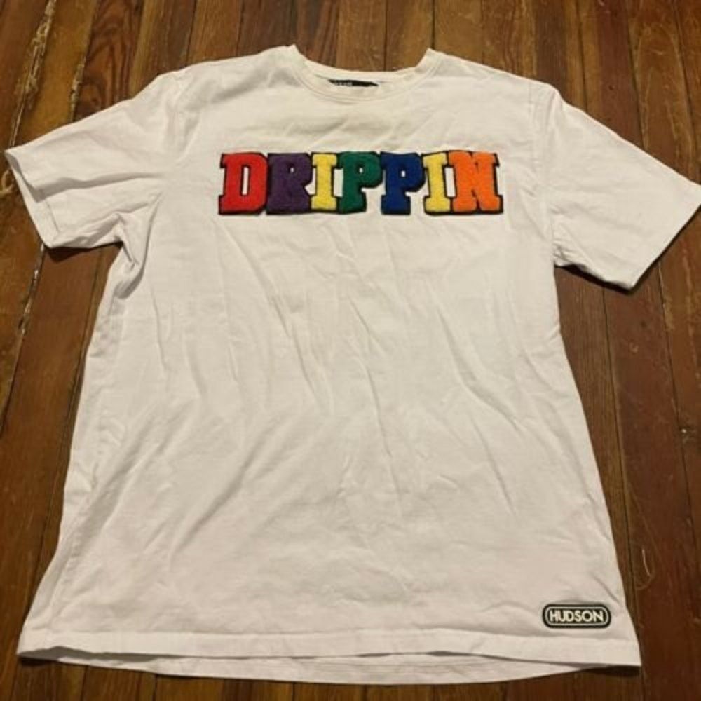 Hudson NYC  Outerwear Drippin White Tee Size Large